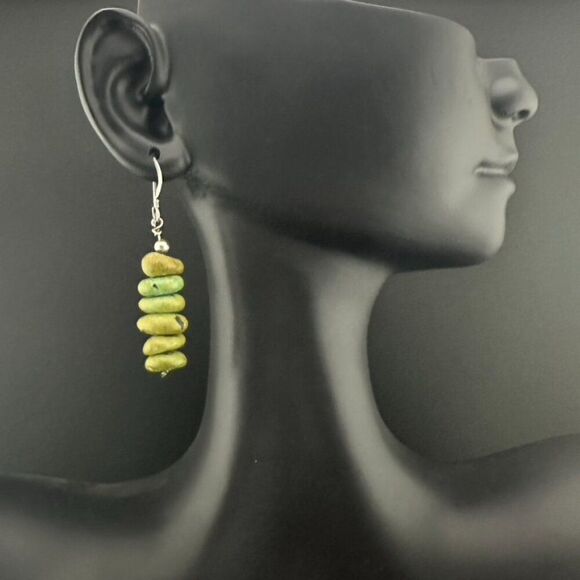 Cowgirl Western Turquoise Bead Sterling Silver Earrings - Picture 1 of 5